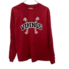 adidas 長袖 プリントTシャツ L レッド プルオーバー ビッグプリント スポーティー アディダス 古着卸 アメリカ仕入 a705-5748