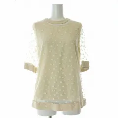 クロエ CHLOE Polka Dot Polyamide-Blend Tee ポルカドットポリアミドブレンドT シアーシャツ ブラウス シースルー 半袖 クルーネック チュール メッシュ 切替 シルク ベージュ 13HHT50-13H103のサムネイル