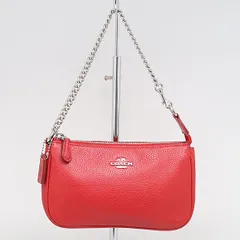 美品 コーチ 53077 レッド レザー チェーン ポシェット ハンドバッグ OGH 2000000 NSK