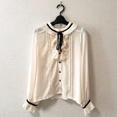 axes femme アクシーズファム 長袖ブラウス リボン レース アイボリー Mサイズ