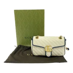 【中古】【箱付き】 GUCCI グッチ 443497・520981 レザー GGマーモント チェーンショルダーバッグ ホワイト 402955 ショルダーバッグ