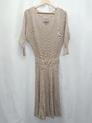 ◇ ⊆ Rirandture リランドチュール フレア 長袖 膝下丈 ニット ワンピース サイズ1 ベージュ系 レディース E  【1506110010896】