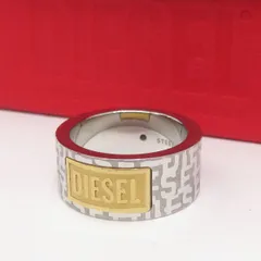 DIESEL ディーゼル ゴールドロゴ ステンレススチール リング 指輪 サイズ：8（約16号） ※中古