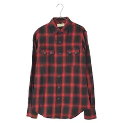 SAINT LAURENT PARIS (サンローランパリ) 15AW Plaid Western Shirt 398063 Y952Iプレイドウエスタンシャツ オンブレチェックロングスリーブシャツ 長袖シャツ レッド/ブラックのサムネイル