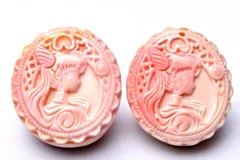 クイーンコンクシェル　29x26mm　女神彫刻 (トップ穴) ルース 1個売り パワーストーン 天然石 _PRG1734