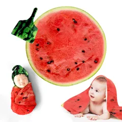 SALUDABLE おくるみ 出産祝い 男の子 女の子 ベビー用品 新生児 出産準備 ベビーグッズ (すいか) [すいか]のサムネイル