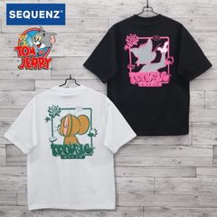 新品 メンズ トムとジェリー TOM&JERRY トムジェリ SEQUENZ シークエンズ コラボ 半袖 Tシャツ 半袖Tシャツ ティーシャツ バック プリント 発泡プリント ユニセックス レディース S 小さいサイズ 白 ホワイト 黒 ブラック