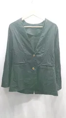 ◇ ⊂Φ callautia カラウティア ノーカラー リネン使用 長袖 ジャケット サイズS ブラック レディース E  【1410290051658】