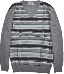 Crocodile クロコダイル   大きいサイズ 大寸  セーター V首 毛混     1灰