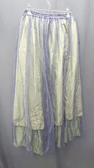 △ Θ niko and … チュール素材　リバーシブル ロング フレア スカート サイズL グリーン ネイビー レディース E  【1410290000861】