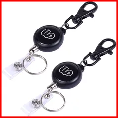 金属ワイヤー 伸びるリールストラップ 強力 リールクリップ 社員証/定期入れ/パスケース用 リールキーホルダー 最長58cm 吊り下げ名札用リール 黒 Wisdompro 2個入り