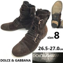 イタリア製★DOLCE & GABBANA/ドルガバ★スエード本革/ベルト&レースアップブーツ【8/26.5-27.0/brown/茶】Leather/Boots/shoes◆bWB105-06