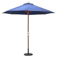 パラソル 幅270cm ネイビー ポリエステル 木製 屋外 アウトドア ガーデニング レジャー 組立品【代引不可】