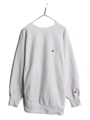 【お得なクーポン配布中!】 90s USA製 チャンピオン リバースウィーブ スウェット メンズ XXL / 古着 90年代 オールド Champion トレーナー 裏起毛 ワンポイント 杢 灰
