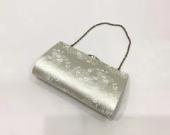 和装バック/美品/ハンドバック/手持ち(チェーン)/シルバー/クラッチ/花柄/着物/女物【ゆずりは】11006