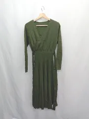 ◇ ⊇ SAISON DE PAPILLON セゾンドパピヨン 長袖 膝下丈 ワンピース サイズM グリーン系 レディース E  【1503050033503】