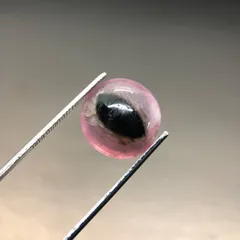 天然　非加熱　トルマリン　ルース　10.0 ct　カボション　バイカラー　レア　ピンク＆黒