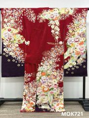 振袖 仮絵羽 舞台衣装 金駒 紋意匠 正絹 未仕立て品 八掛付き MOK752
