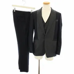 ポールスミス PAUL SMITH スーツ セットアップ 上下 3点セット テーラードジャケット シングル ベスト 前開き パンツ スラックス M 紺 ネイビー /YT