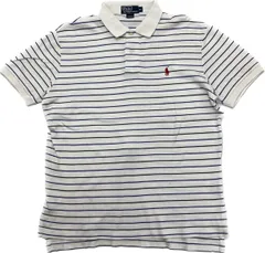 POLO RALPH LAUREN ☆ マリンスタイル◎ 半袖 ポロシャツ ネイビー ボーダー ホワイト M アメカジ ストリート ポロラルフローレン■S1824