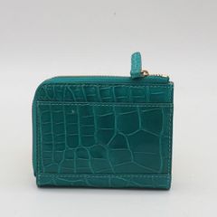 新品！最上級 シャインクロコダイル ターコイズ ミニウォレット L字