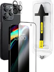 プレミアムガラスフィルム（PREMIUM GLASS FILM） 日本メーカーiPhone15ProMax+強化カメラ保護フィルム 貼合機でズレない 埃除去 気泡なし(レギュラー,  iPhone15ProMax)