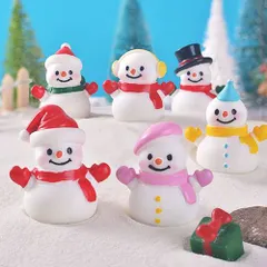 雪だるま スノーマン ミニチュア フィギュア 立体 デコパーツ 置物 キッズ 貼付け クリスマス オーナメント 飾り 雪だるま 4個セット 【ym1-2746 A 1セット】