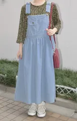 ポケットデニムオーバーオールスカート(L.BLU)