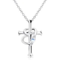 [シアーズ] ネックレス クロス ハート ダイヤ&誕生石 シルバー ブルームーンストーン(6月) p5257-06