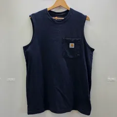 Carhartt RELAXD FIT カーハート tシャツ ノースリーブ タンクトップ ワンポイントロゴ 胸ポケット GUATEMALA製 メンズ M ネイビー