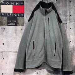 90s 旧タグ TOMMYHILFIGER fleece jacket XXL フリースジャケット XXL ジップアップブルゾン 異素材ミックス トミーヒルフィガー ゆったり 大きいサイズ