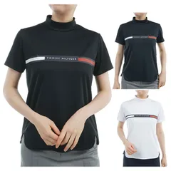 トミーヒルフィガー ゴルフ モックシャツ レディース 半袖 シャツ モックネック ハイネック 吸水速乾 UVカット ゴルフウェア ブランド 無地 ロゴ THLA532