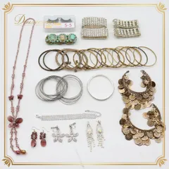 【ベリーダンス衣装 小物 まとめ売り】全14点 セット ブレスレット ネックレス ピアス イヤリング つけまつげ アクセサリー レディース 女性用 ダンス ダンス小物 かわいい 綺麗 きれいめ ゴージャス アクセ エレガント コイン ゴールド シルバー 映え