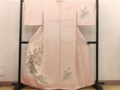 平和屋本店□極上 本場結城紬 重要無形文化財 80亀甲 飛び亀甲柄 単