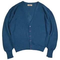 超希少 60s USA製 JANTZEN アクリル ジップアップ カーディガン 美品 90's USA製 JANTZEN アクリル カーディガン 紺系 XL