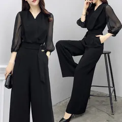 XL☆2XL☆3XL☆ 大きめ 黒 フォーマル セットアップ パンツスーツ オールインワン ワイドパンツ ブラック 大きいサイズ ゆったり ぽっちゃりコーデ マタニティー 結婚式 パーティー 謝恩会 二次会 入園式 入学式 卒園式 卒業式 七五三 ぽっちゃり