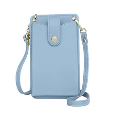 【新着商品】[harukita] スマホポーチ レディース ショルダー バッグ 携帯ポーチ 収納ポーチ スマートフォン 財布 小物収納 革 多用途 持ち運びに便利 長さ調節可能 ブルー