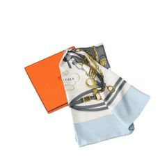 エルメス カレ90 BRIDES de GALA スカーフ シルク スカーフ HERMES 水色