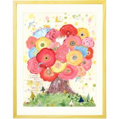 笑顔 元気 希望 絵画 花のアート「咲きつづく日々」 額入り(ミニ) 玄関 可愛い インテリア雑貨 卓上 壁掛け かわいい 癒し お祝い お礼の品 ギフト 花 人気