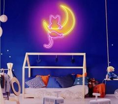 新入荷月と猫 ネオンサイン LEDイルミネーション オシャレ