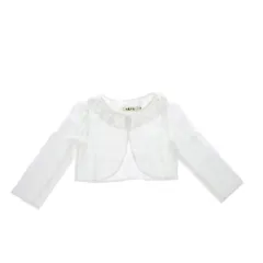 ☆ ホワイト ☆ 160cm ☆ ボレロ 子供 pkh8116 キッズ ボレロ 女の子 カーディガン 子供ドレス 長袖 レース フリル こども 子供 ベビー 結婚式 フォーマル 入学式 入園式 卒園式 発表会 レースボレロ ジャケット 花柄 フラワー