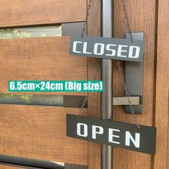 【送料無料】オープン&クローズマットブラックサインプレート (6.5×24) OPEN CLOSED 店舗用 看板 お店看板