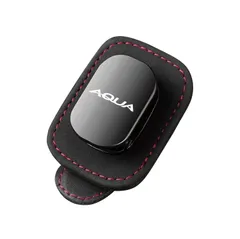 【新着商品】アクア専用車用メガネホルダー｜チケット・カード収納付き｜レザー製 サングラスクリップ＆眼鏡ホルダー｜取り付け簡単ブラック