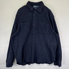 古着 90's/90年代 ポロバイラルフローレン Polo by Ralph Lauren 長袖 プルオーバー ネルシャツ 胸ポケ 大きいサイズ XXL  ネイビー メンズ
