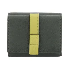 LOEWE ロエベ トライフォールド コンパクト ウォレット 三つ折り財布 124.12AB41 レディース レザー グリーン 【中古】