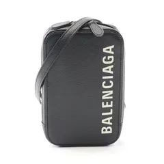 バレンシアガ BALENCIAGA ショルダーバッグ CASH ZIP PHONE HOLDER 618189 ブラック/ホワイト レザー エブリデイ フォンショルダー ユニセックス Used A
