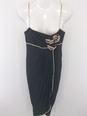 ◇ BCBGMAXAZRIA キャミソール 膝丈 ワンピース サイズS ブラック ベージュ系 レディース  【中古】 【1203180002102】のサムネイル