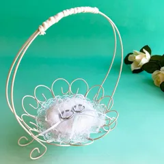 サーバーバスケットの リングピロー L（ホワイトレース のリングクッション）