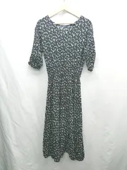 ◇ ⊂ Kastane カスタネ 花柄 半袖 ロング ワンピース サイズF ブラック レディース E  【1501230005555】