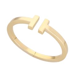 TIFFANY&Co ティファニー Tスクエア ブレスレット 17.1cm ラージサイズ 750 K18 YG イエローゴールド【送料無料】バングル【中古】25120504